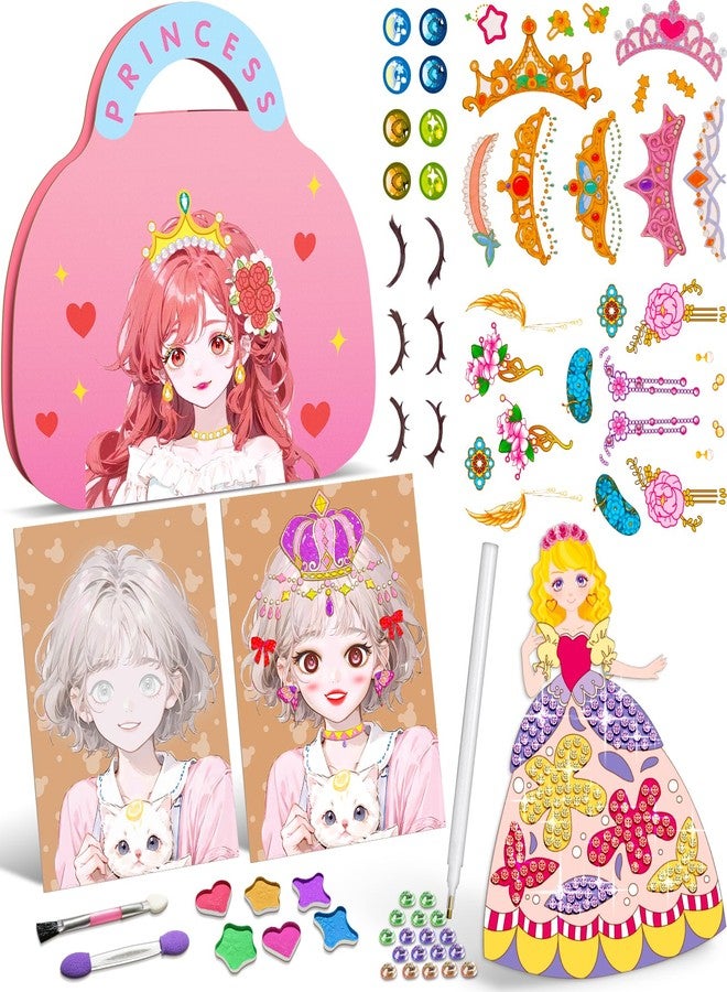 ZHOC Art Craft Activity for Kids, Paper Craft Kits - Paper Makeup DIY Girls Toy Kit with Diamond Painting & Princess Dress Up Set, Christmas Gifts Ideal Birthday Party Gift for Girls Ages 4 5 6 7 8+ - Image 1